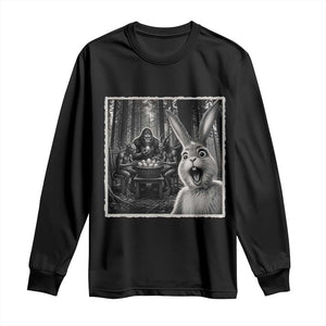 Funny Easter Bunny Selfie Long Sleeve Shirt Bigfoot Jersey Devil Chupacabra Egg Hunt TS12 Black Print Your Wear