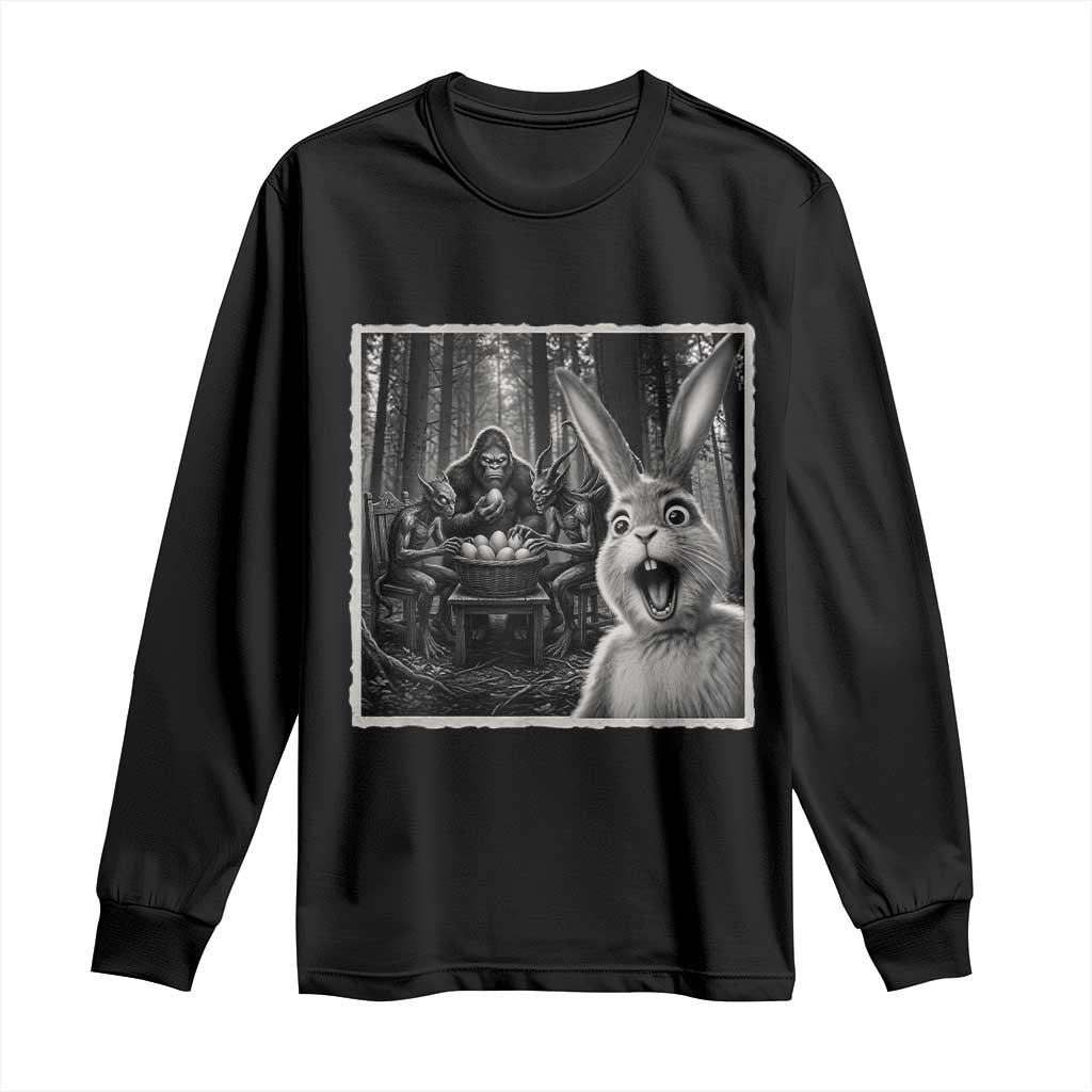 Funny Easter Bunny Selfie Long Sleeve Shirt Bigfoot Jersey Devil Chupacabra Egg Hunt TS12 Black Print Your Wear