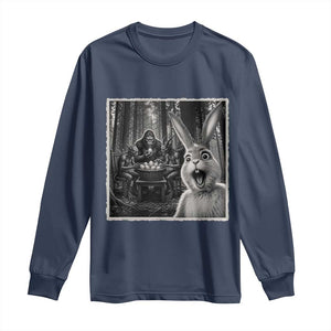 Funny Easter Bunny Selfie Long Sleeve Shirt Bigfoot Jersey Devil Chupacabra Egg Hunt TS12 Navy Print Your Wear
