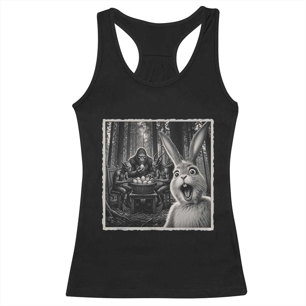 Funny Easter Bunny Selfie Racerback Tank Top Bigfoot Jersey Devil Chupacabra Egg Hunt TS12 Black Print Your Wear