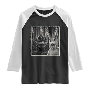 Funny Easter Bunny Selfie Raglan Shirt Bigfoot Jersey Devil Chupacabra Egg Hunt TS12 Black White Print Your Wear