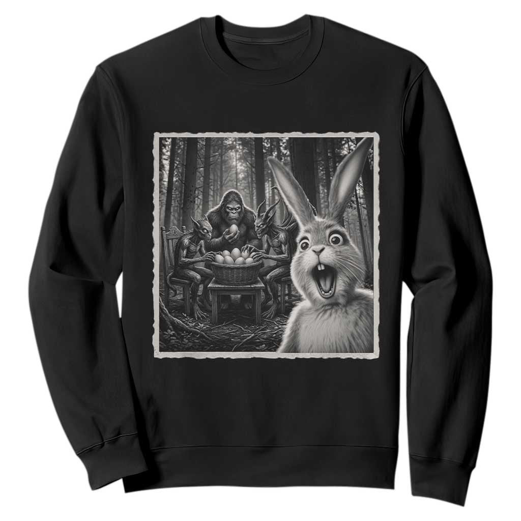 Funny Easter Bunny Selfie Sweatshirt Bigfoot Jersey Devil Chupacabra Egg Hunt TS12 Black Print Your Wear