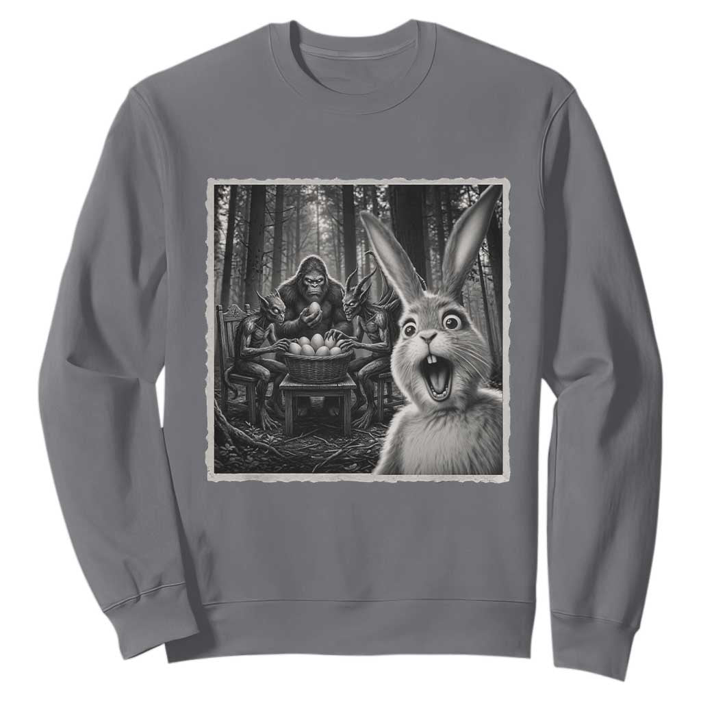 Funny Easter Bunny Selfie Sweatshirt Bigfoot Jersey Devil Chupacabra Egg Hunt TS12 Charcoal Print Your Wear