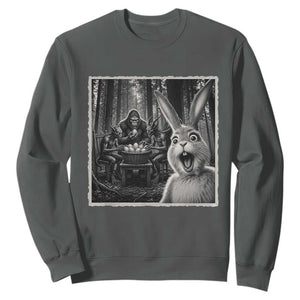 Funny Easter Bunny Selfie Sweatshirt Bigfoot Jersey Devil Chupacabra Egg Hunt TS12 Dark Heather Print Your Wear