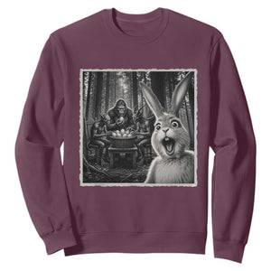 Funny Easter Bunny Selfie Sweatshirt Bigfoot Jersey Devil Chupacabra Egg Hunt TS12 Maroon Print Your Wear