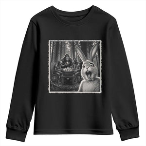 Funny Easter Bunny Selfie Youth Sweatshirt Bigfoot Jersey Devil Chupacabra Egg Hunt TS12 Black Print Your Wear