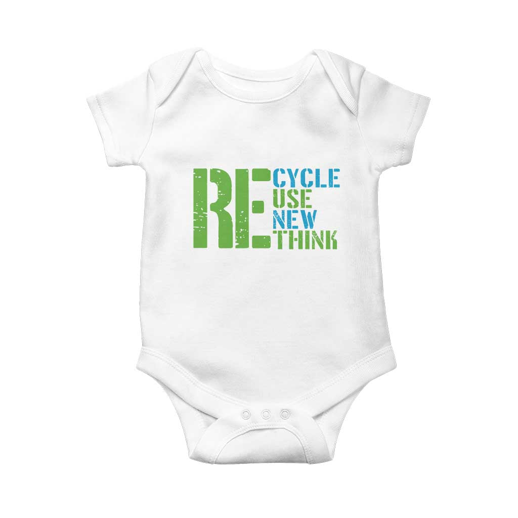Recycle Reuse Renew Rethink Baby Onesie Earth Day TS12 White Print Your Wear