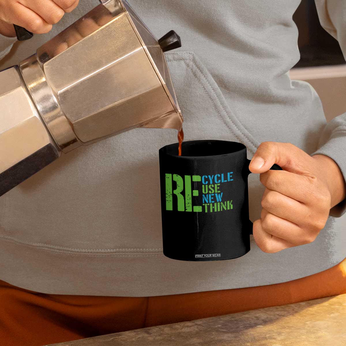 Recycle Reuse Renew Rethink Coffee Mug Earth Day TS12 Print Your Wear