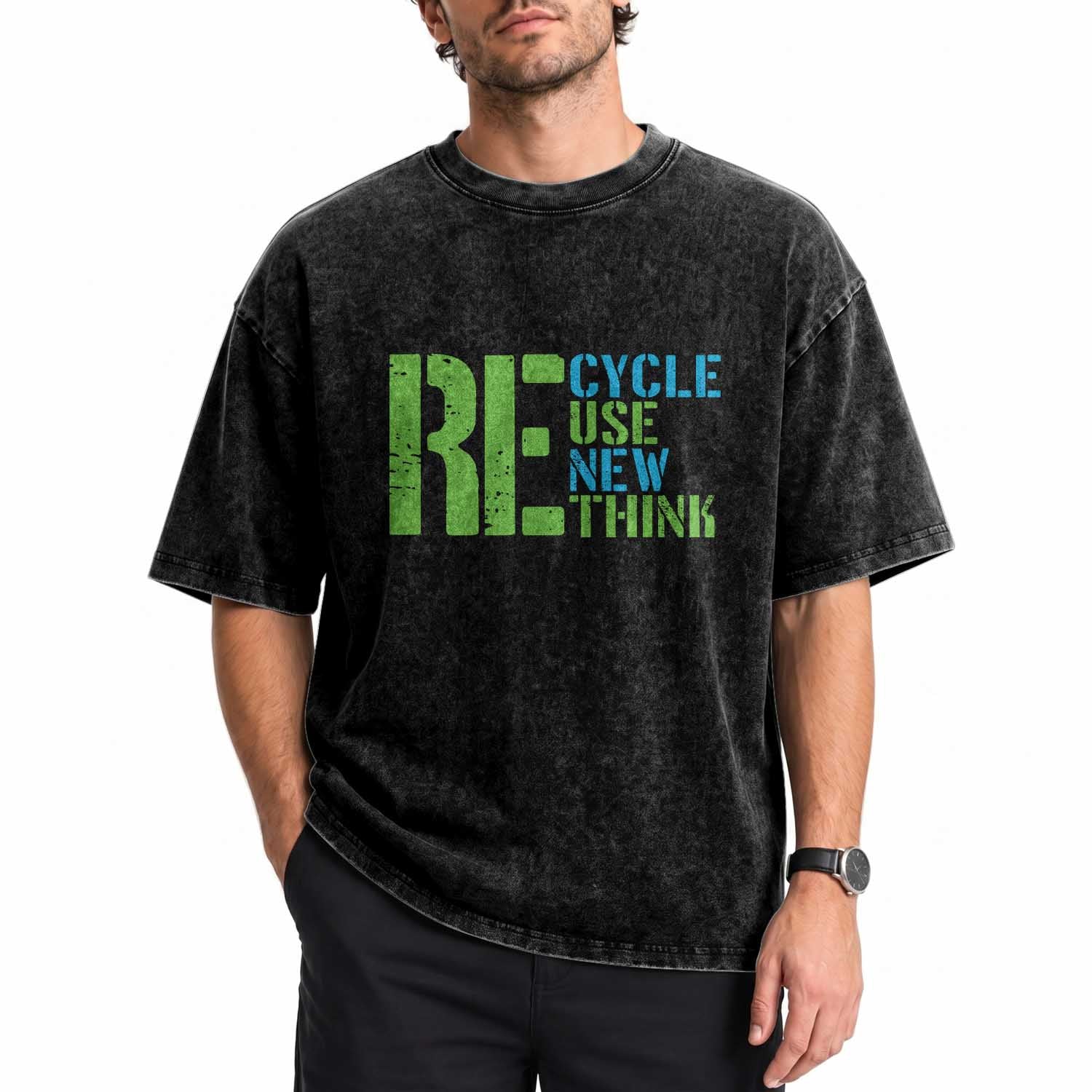 Recycle Reuse Renew Rethink Washed Cotton T-Shirt Earth Day