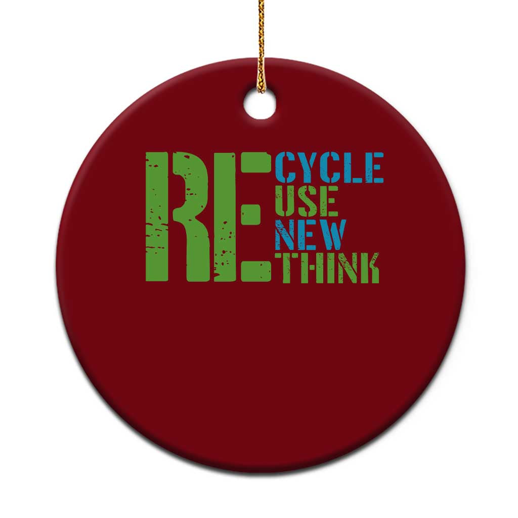Recycle Reuse Renew Rethink Ceramic Ornament Earth Day TS12 1pc Red Print Your Wear
