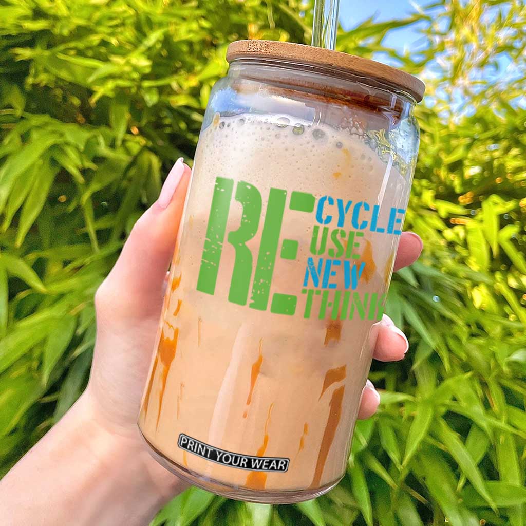 Recycle Reuse Renew Rethink Glass Can Earth Day TS12 Black Print Your Wear