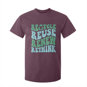 Recycle Reuse Renew Rethink T Shirt For Kid Eco Friendly Earth Day TS12 Maroon Print Your Wear