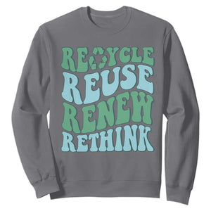 Recycle Reuse Renew Rethink Sweatshirt Eco Friendly Earth Day TS12 Charcoal Print Your Wear