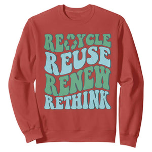 Recycle Reuse Renew Rethink Sweatshirt Eco Friendly Earth Day TS12 Red Print Your Wear