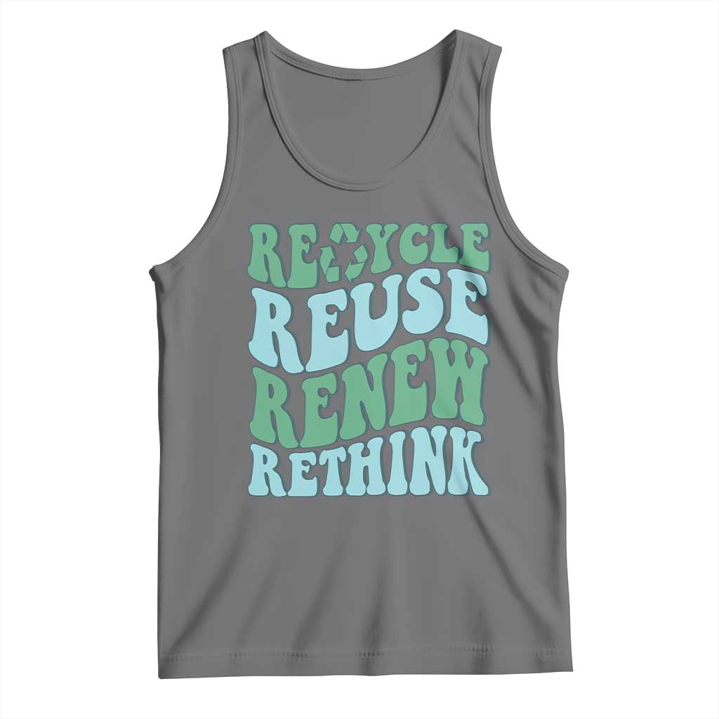 Recycle Reuse Renew Rethink Tank Top Eco Friendly Earth Day TS12 Black Heather Print Your Wear