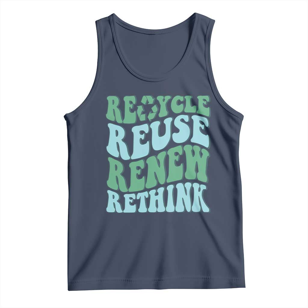 Recycle Reuse Renew Rethink Tank Top Eco Friendly Earth Day TS12 Navy Print Your Wear