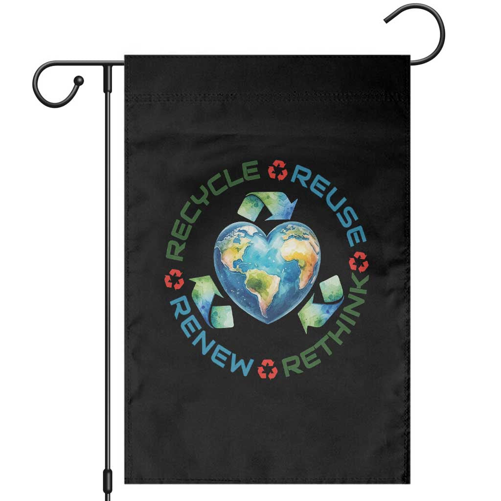 Recycle Reuse Renew Rethink Garden Flag Zero Waste Life TS12 Black Print Your Wear
