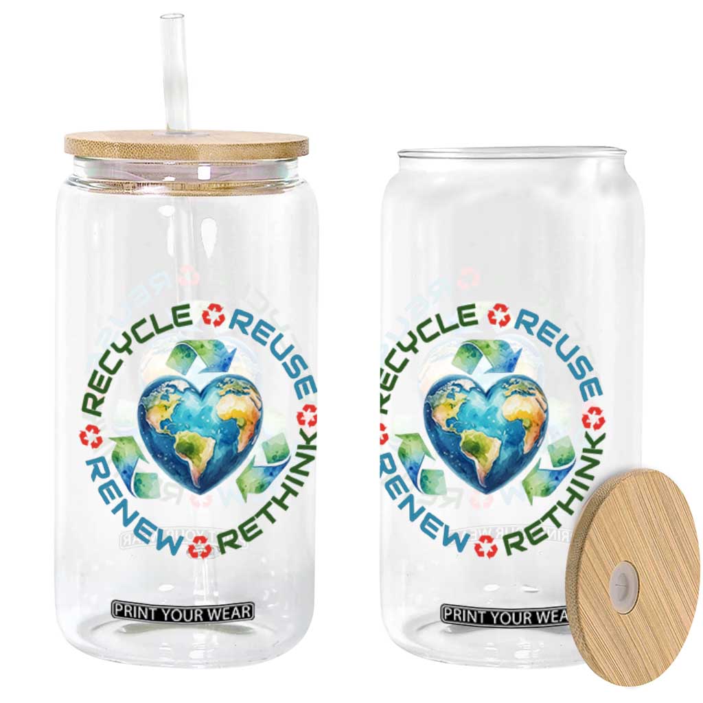 Recycle Reuse Renew Rethink Glass Can Zero Waste Life TS12 Print Your Wear
