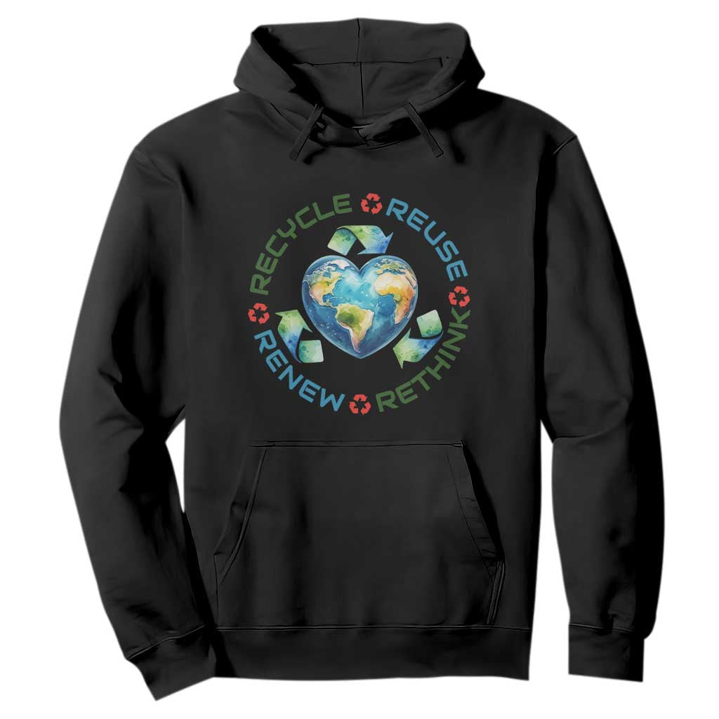 Recycle Reuse Renew Rethink Hoodie Zero Waste Life TS12 Black Print Your Wear