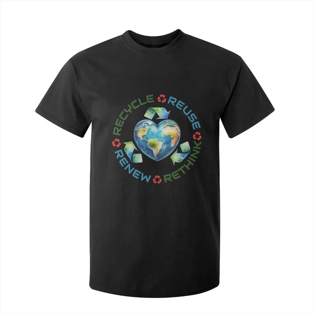 Recycle Reuse Renew Rethink T Shirt For Kid Zero Waste Life TS12 Black Print Your Wear