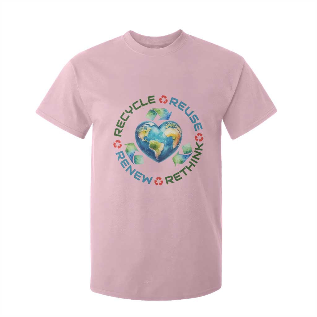 Recycle Reuse Renew Rethink T Shirt For Kid Zero Waste Life TS12 Light Pink Print Your Wear
