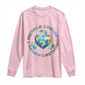 Recycle Reuse Renew Rethink Long Sleeve Shirt Zero Waste Life TS12 Light Pink Print Your Wear
