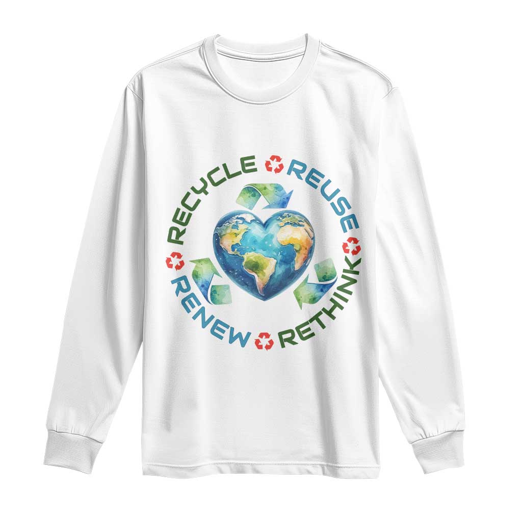 Recycle Reuse Renew Rethink Long Sleeve Shirt Zero Waste Life TS12 White Print Your Wear