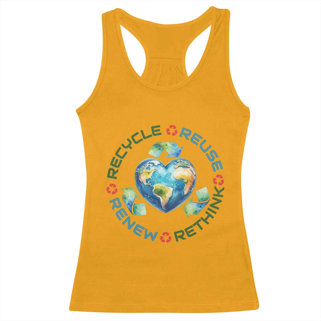 Recycle Reuse Renew Rethink Racerback Tank Top Zero Waste Life TS12 Gold Print Your Wear