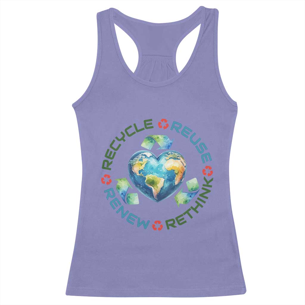 Recycle Reuse Renew Rethink Racerback Tank Top Zero Waste Life TS12 Violet Print Your Wear