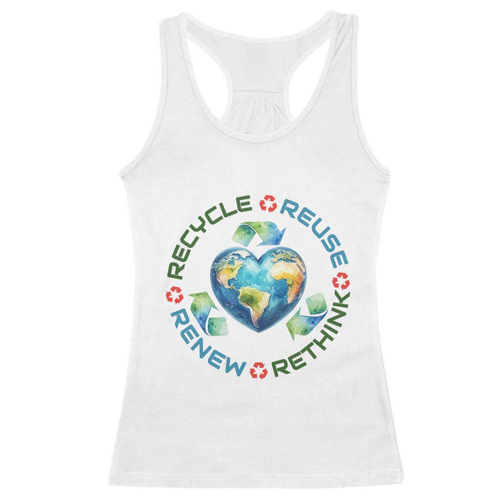 Recycle Reuse Renew Rethink Racerback Tank Top Zero Waste Life TS12 White Print Your Wear