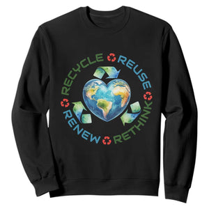Recycle Reuse Renew Rethink Sweatshirt Zero Waste Life TS12 Black Print Your Wear