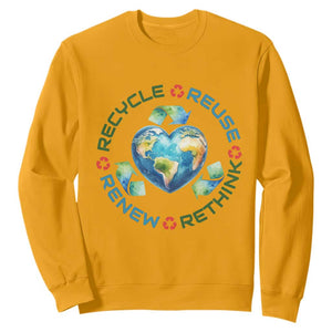 Recycle Reuse Renew Rethink Sweatshirt Zero Waste Life TS12 Gold Print Your Wear