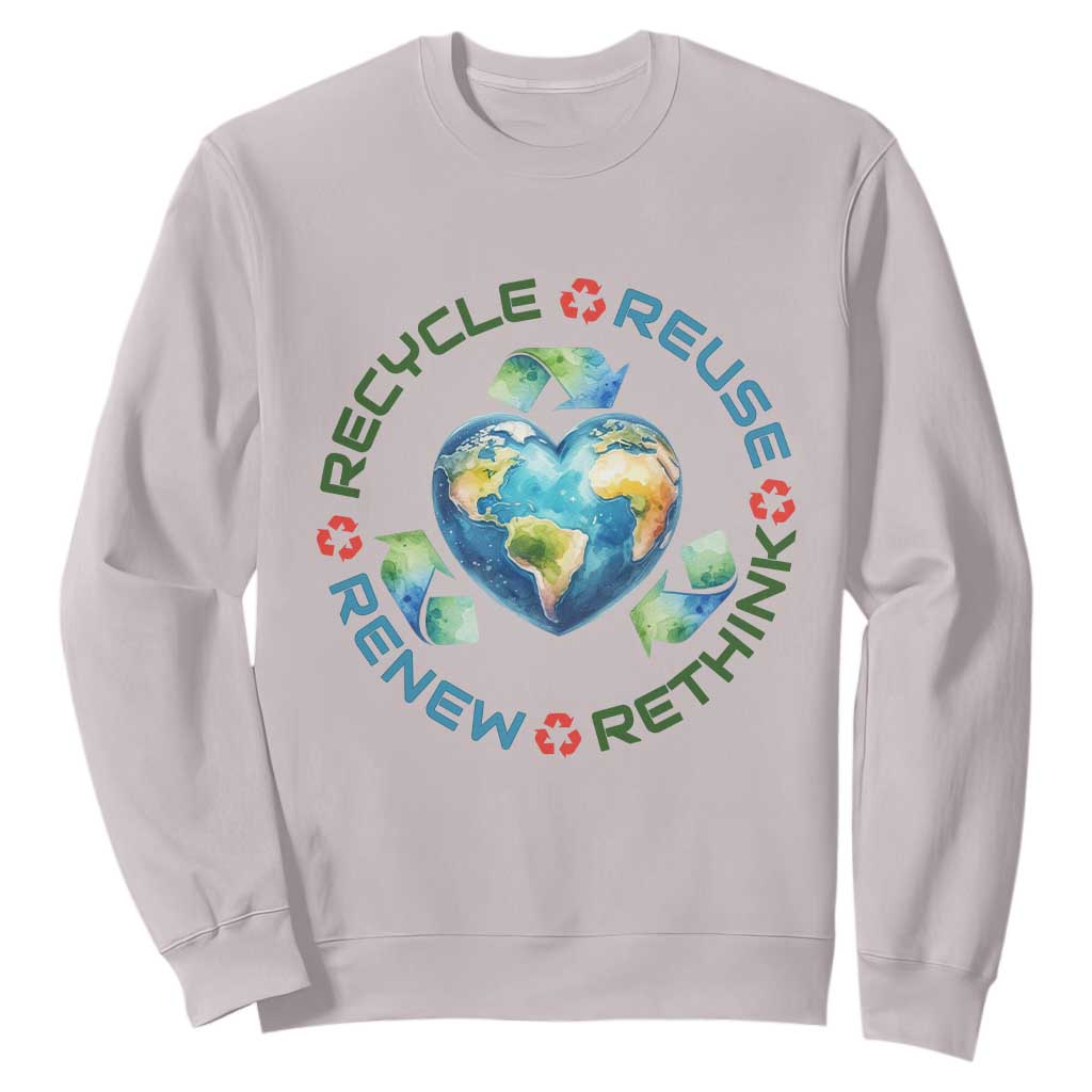 Recycle Reuse Renew Rethink Sweatshirt Zero Waste Life TS12 Ice Gray Print Your Wear