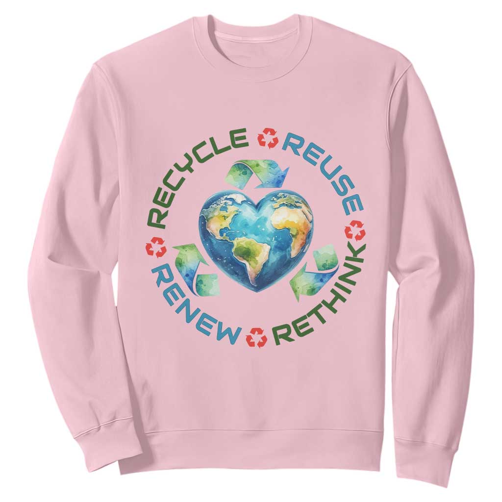 Recycle Reuse Renew Rethink Sweatshirt Zero Waste Life TS12 Light Pink Print Your Wear