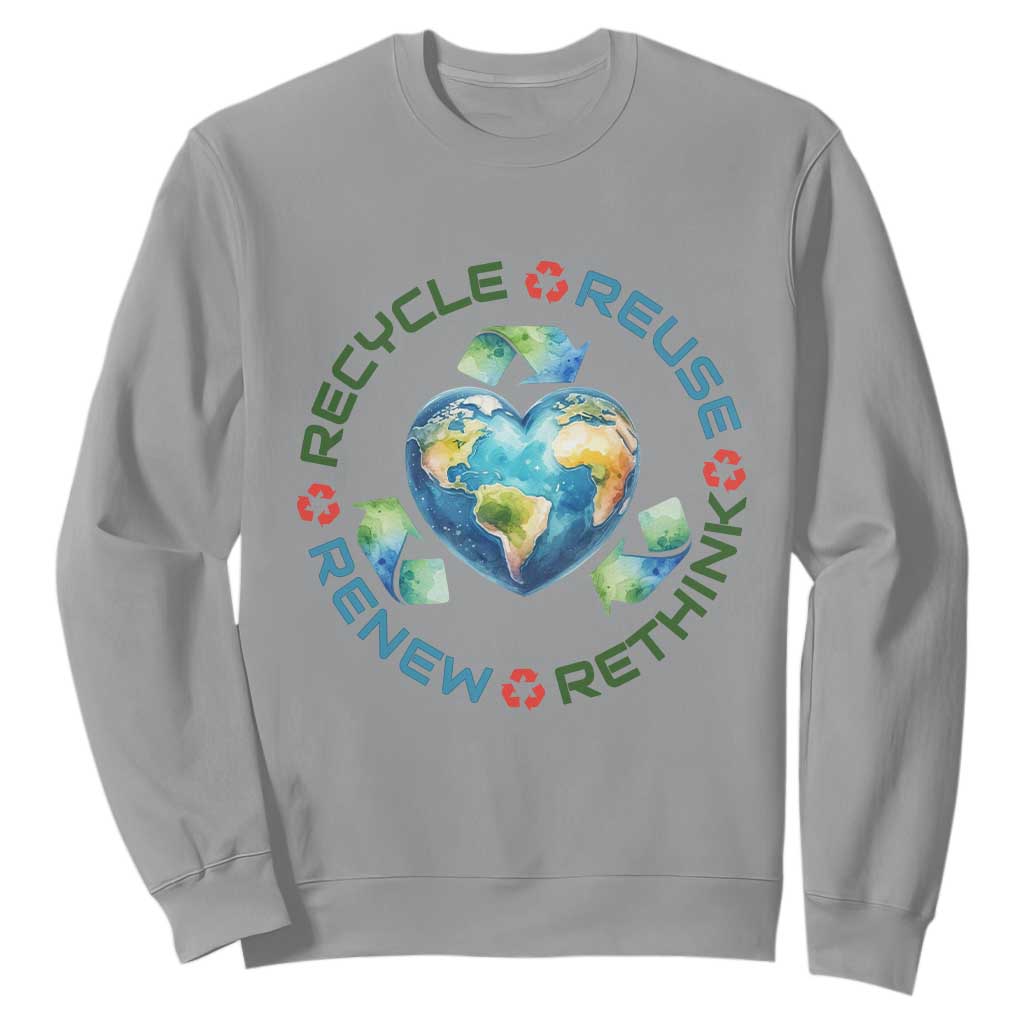 Recycle Reuse Renew Rethink Sweatshirt Zero Waste Life TS12 Sport Gray Print Your Wear