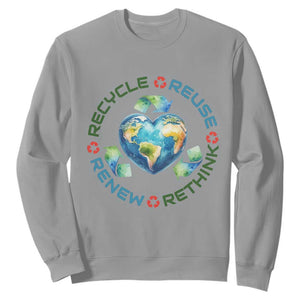 Recycle Reuse Renew Rethink Sweatshirt Zero Waste Life TS12 Sport Gray Print Your Wear
