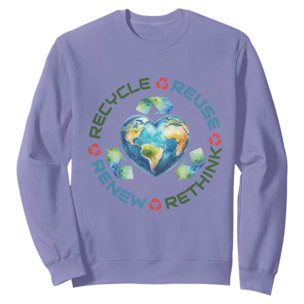 Recycle Reuse Renew Rethink Sweatshirt Zero Waste Life TS12 Violet Print Your Wear
