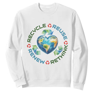 Recycle Reuse Renew Rethink Sweatshirt Zero Waste Life TS12 White Print Your Wear