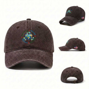 Recycle Reuse Renew Rethink Washed Cotton Baseball Cap Zero Waste Life TS12 Washed Cap Universal Fit Dark Brown Print Your Wear