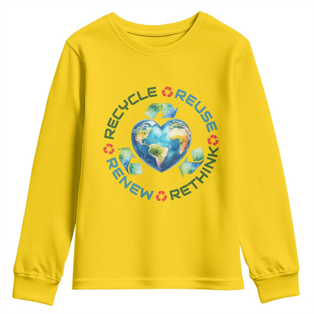 Recycle Reuse Renew Rethink Youth Sweatshirt Zero Waste Life TS12 Daisy Print Your Wear