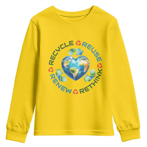 Recycle Reuse Renew Rethink Youth Sweatshirt Zero Waste Life TS12 Daisy Print Your Wear