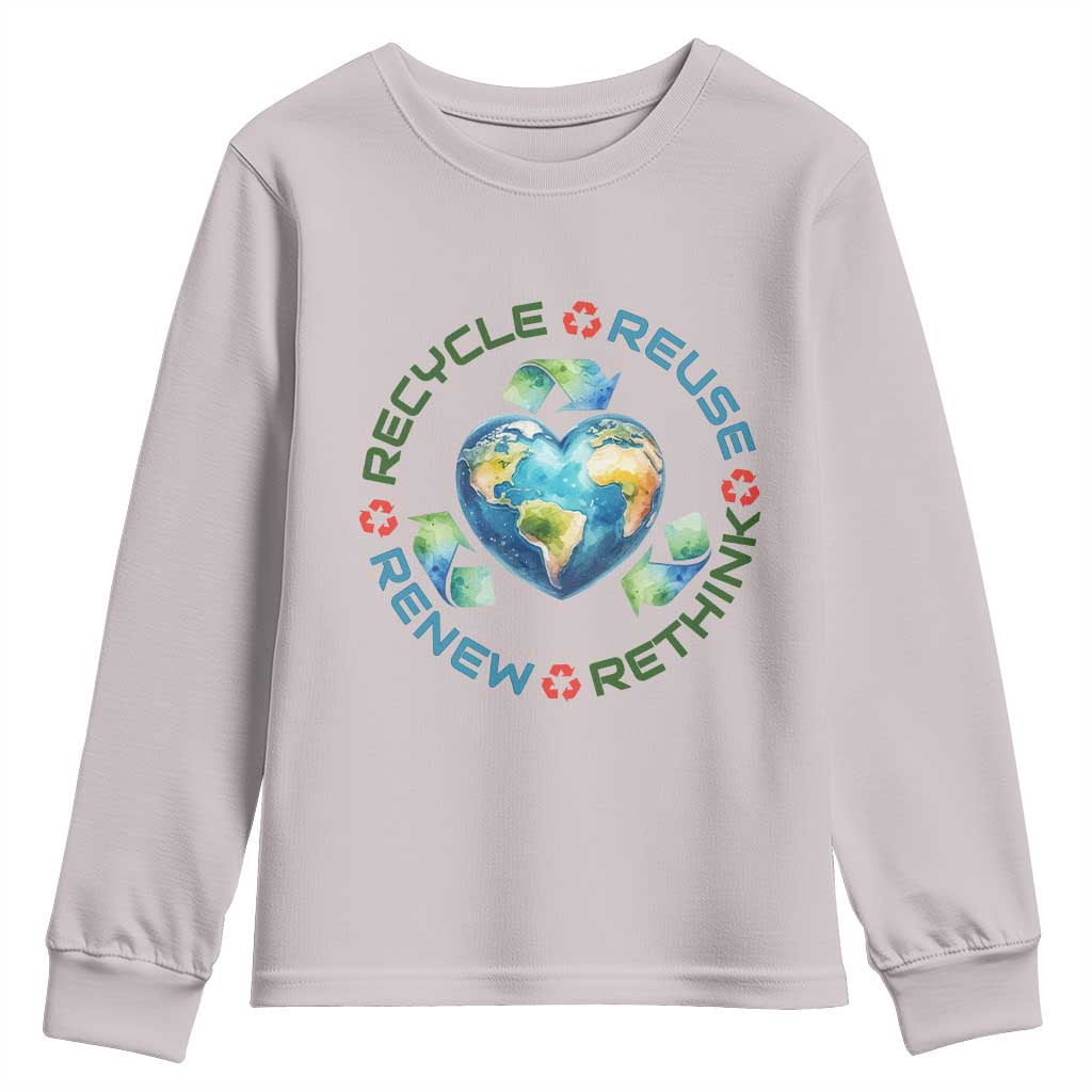 Recycle Reuse Renew Rethink Youth Sweatshirt Zero Waste Life TS12 Ice Gray Print Your Wear