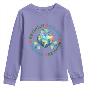 Recycle Reuse Renew Rethink Youth Sweatshirt Zero Waste Life TS12 Violet Print Your Wear