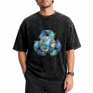 Earth Day Dont Be Trashy Washed Cotton T-Shirt Environmental Awareness Gift