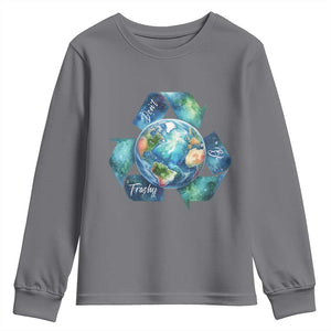 Earth Day Dont Be Trashy Youth Sweatshirt Environmental Awareness Gift TS12 Charcoal Print Your Wear