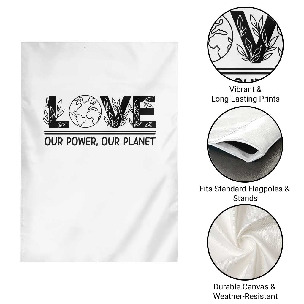 Earth Day 2026 Garden Flag Our Power Our Planet TS12 Print Your Wear