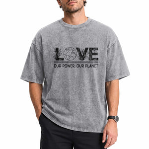 Earth Day 2026 Washed Cotton T-Shirt Our Power Our Planet