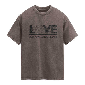 Earth Day 2026 Washed Cotton T-Shirt Our Power Our Planet