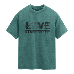 Earth Day 2026 Washed Cotton T-Shirt Our Power Our Planet