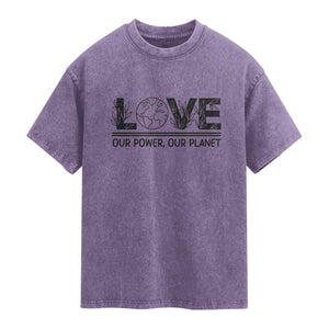 Earth Day 2026 Washed Cotton T-Shirt Our Power Our Planet